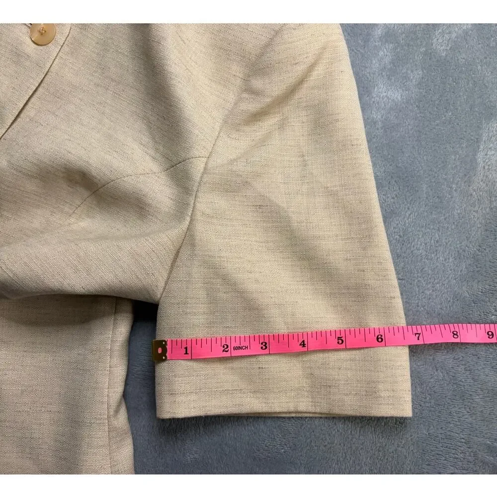 Pendleton Vintage Women's 8 Short Sleeve Blazer Jacket Cream Beige Minimalist